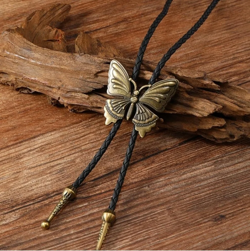 Butterfly Bolo Tie with Black Cord Fairy Whimsical Western Boho Southwestern